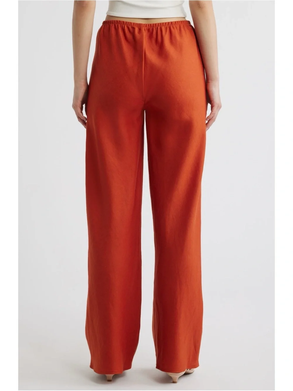 NWT Reformation Gale Linen Mid-Rise Pants Chili Orange Small